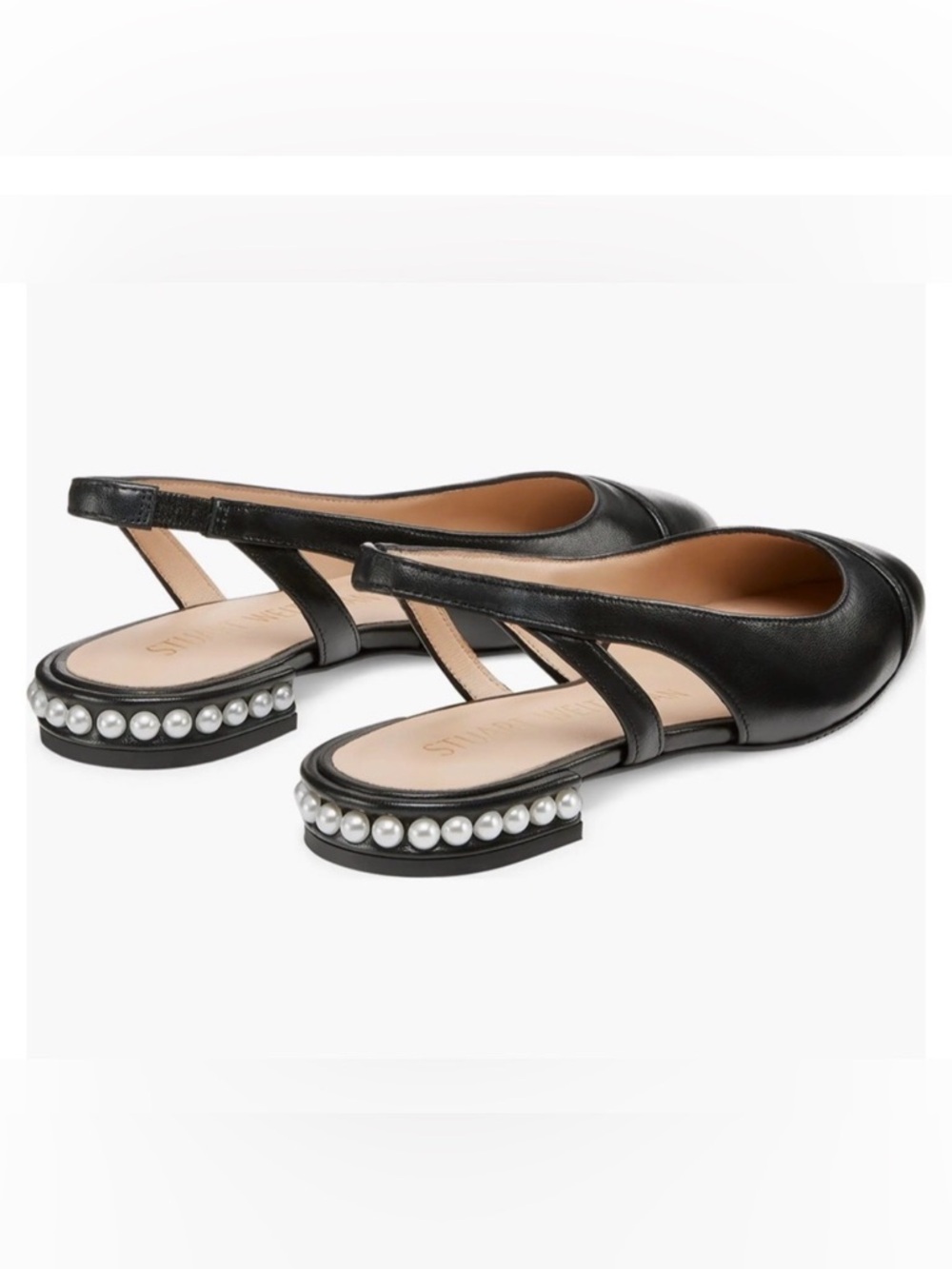 Stuart Weitzman Pearl Slingback Flats Black Size 7 NIB